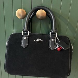 COACH Mini Rowan in Black Suede